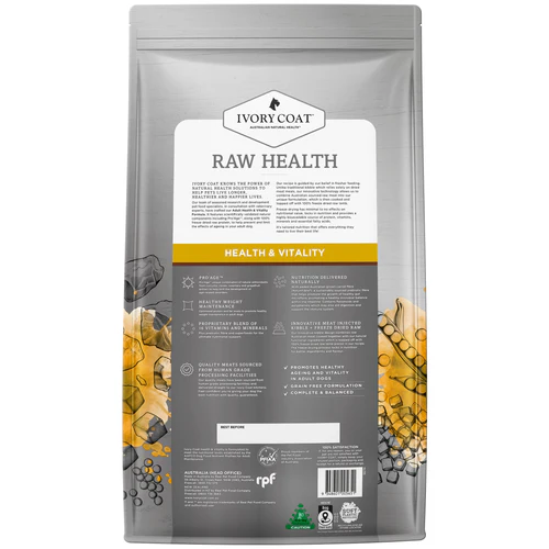 Ivory Coat DOG 狗糧+生羊肺凍乾 Raw Health Kangaroo + Freeze Dried Raw Lamb 健康管理活力袋鼠肉 成犬配方 Health & Vitality Adult Dog 10kg (訂貨需時3-5天) (ICS-261277) Ivory Coat DOG 狗糧+生羊肺凍乾 Raw Health Kangaroo + Freeze Dried Raw Lamb 健康管理活力袋鼠肉 成犬配方 Health & Vitality Adult Dog 10kg (訂貨需時3-5天) (ICS-261277)